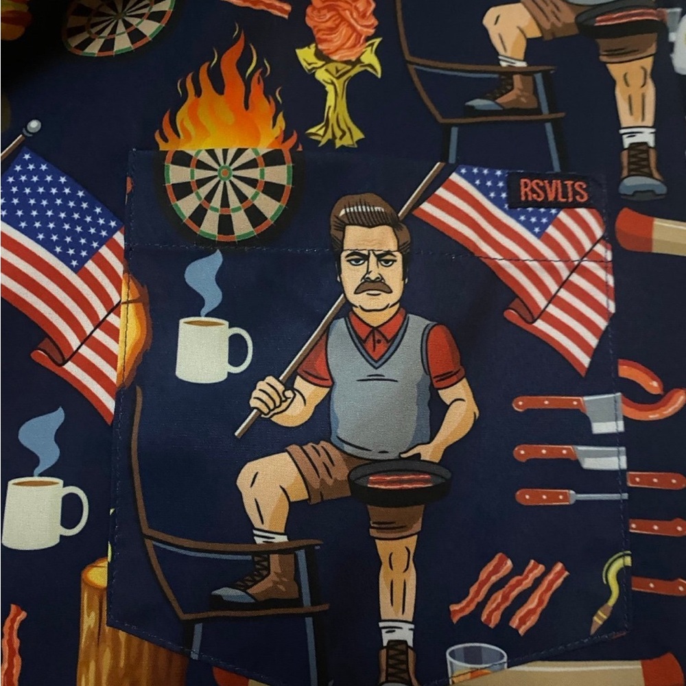 “City of Pawnee” Ron Swanson button down shirt size 2XL